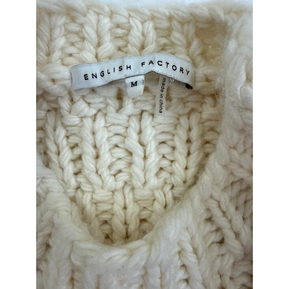 English Factory Cream Chunky Knit Sweater Short Sleeve Pullover Medium Boho - Picture 6 of 7